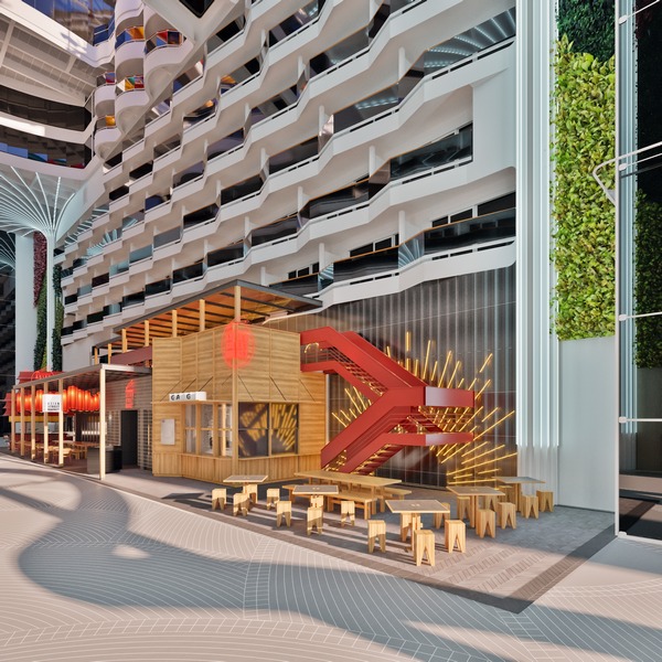 Buitenpromenade van MSC World Asia