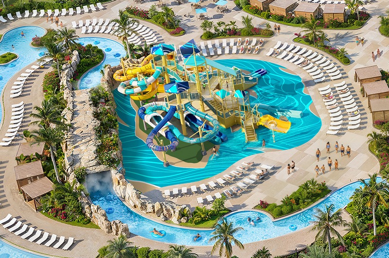 Impressie van de dynamische rivier met verlichting op Great Stirrup Cay.