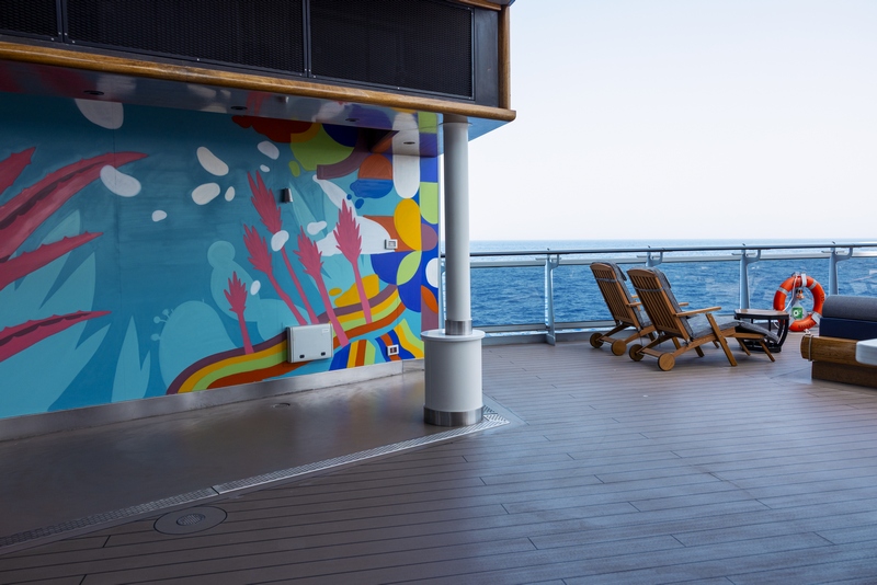 Ontwerpdetails van de centrale ruimtes op de Brilliant Lady