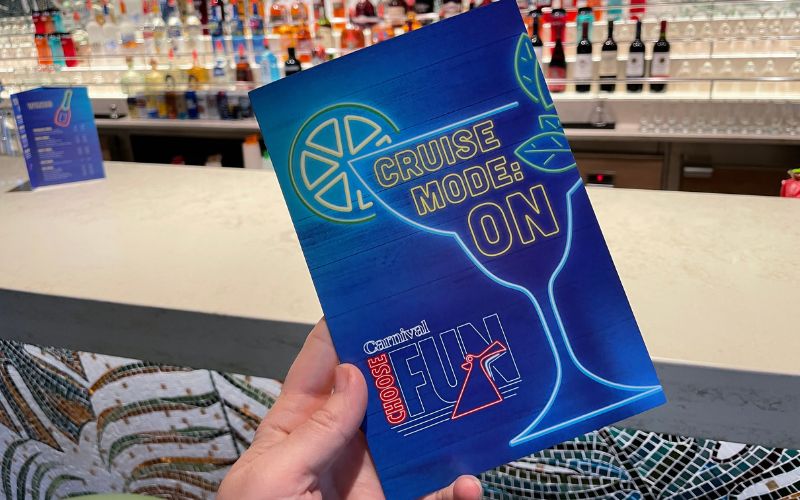 Drankmenu van Carnival Cruise Line