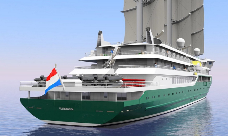 rendering van nieuw eco-zeilschip