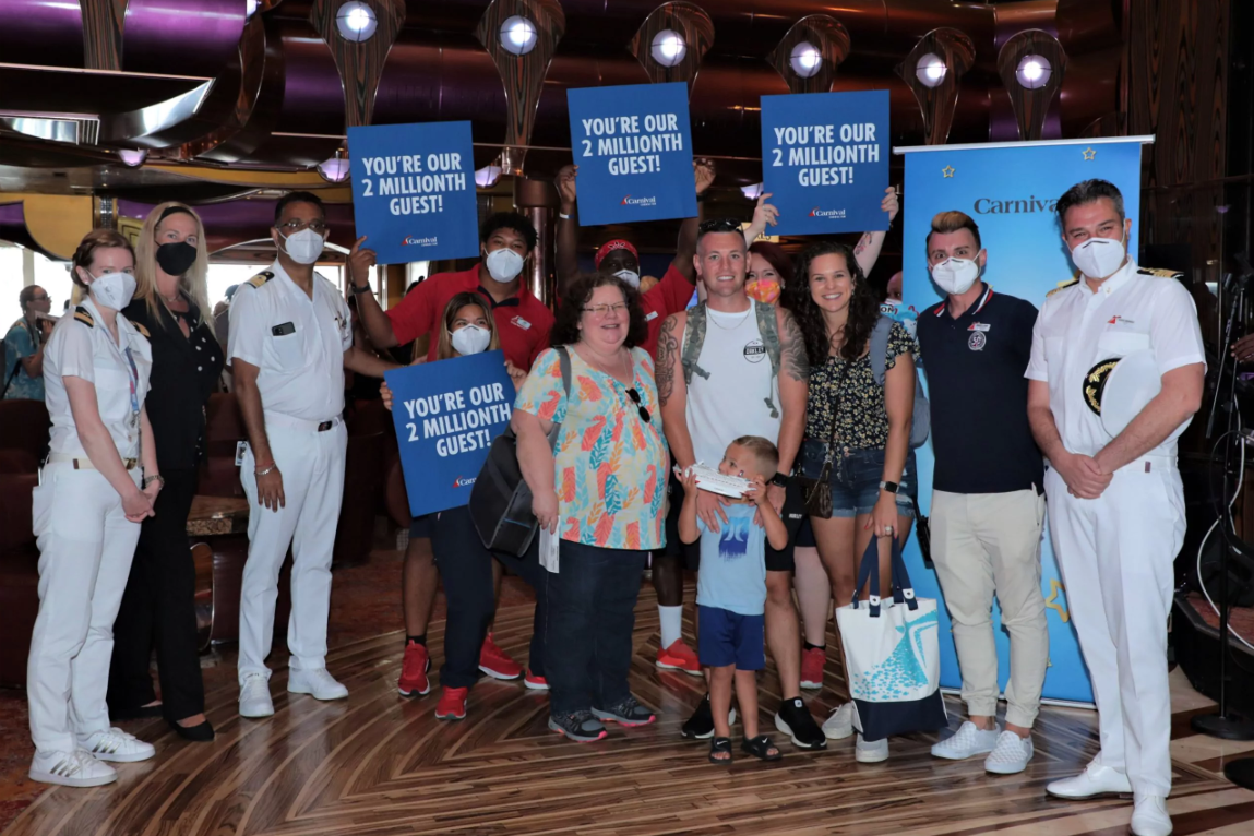 Carnival Cruise Line verwelkomt twee miljoen gasten sinds herstart
