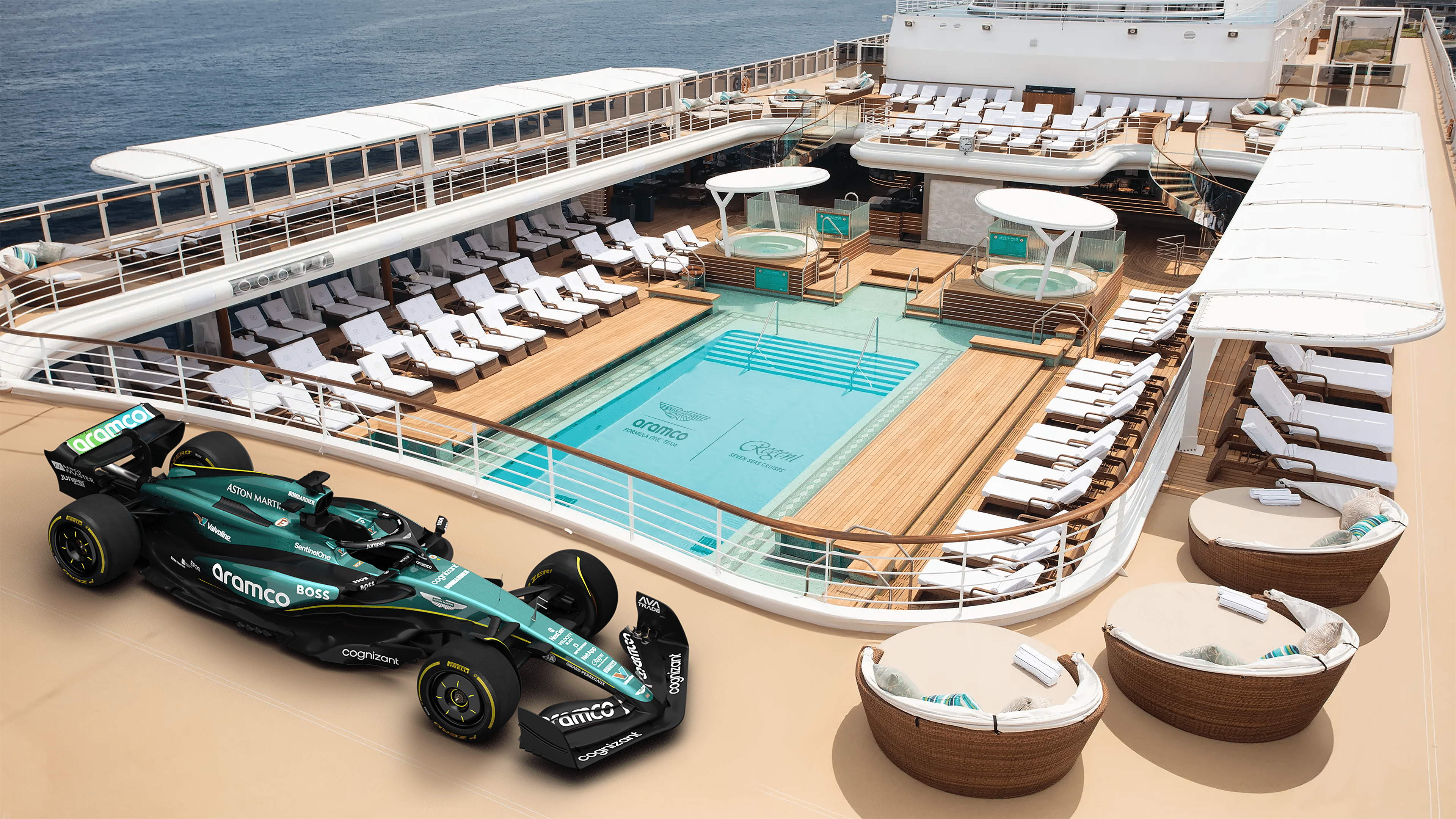 Regent Seven Seas Cruises en Aston Martin Aramco Formule 1 Team onthullen nieuwe Spotlight Voyage collectie