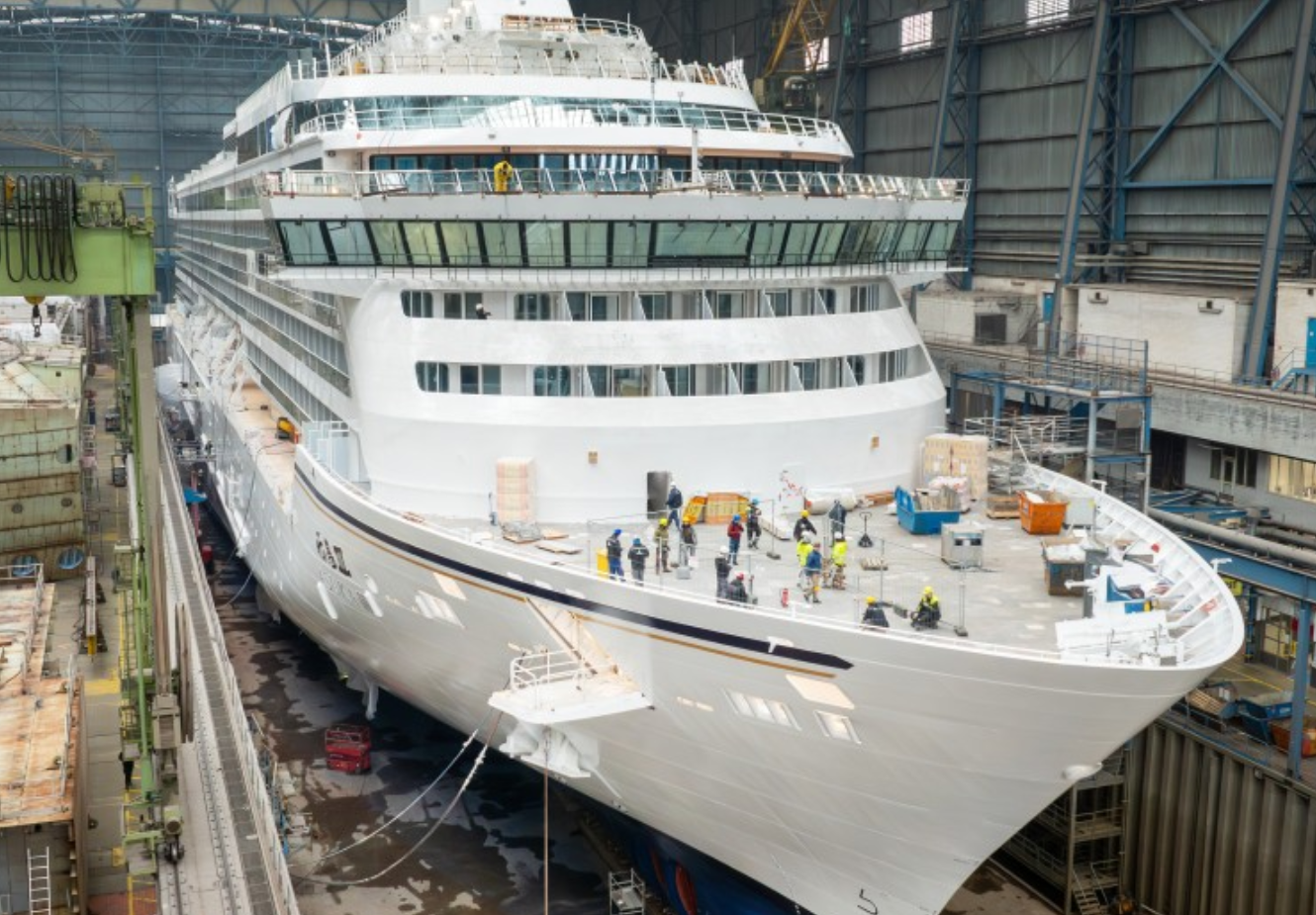 Asuka III verlaat zaterdag het bouwdok bij Meyer Werft