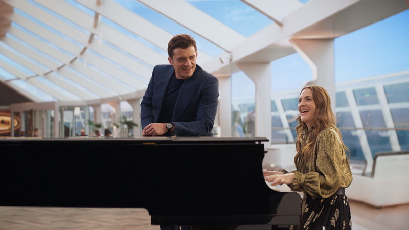 Drew Barrymore en Orlando Bloom schitteren in nieuwe MSC Cruises-commercial	