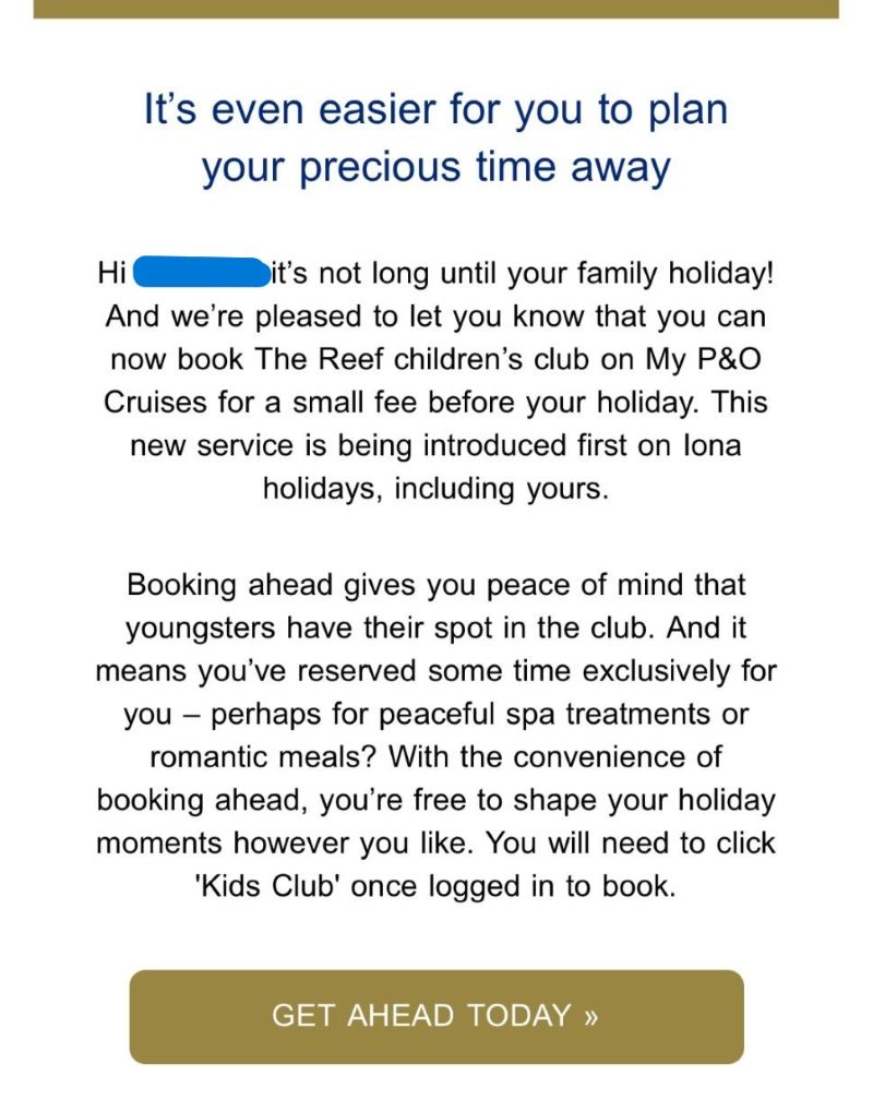 P&amp;O Cruises krijgt kritiek na invoering kosten voor kinderclub