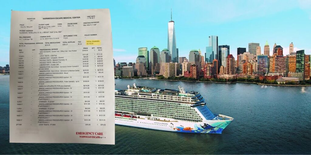 Cruisegast deelt details van medische rekening van bijna €10.000 aan boord