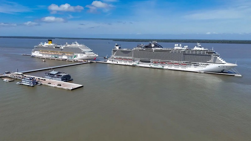 Costa Diadema en MSC Seaview arriveren in Belém voor VN-top