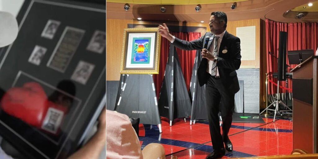Kritiek op kunstveilingen aan boord nadat gast andere Muhammad Ali-handschoen ontvangt 