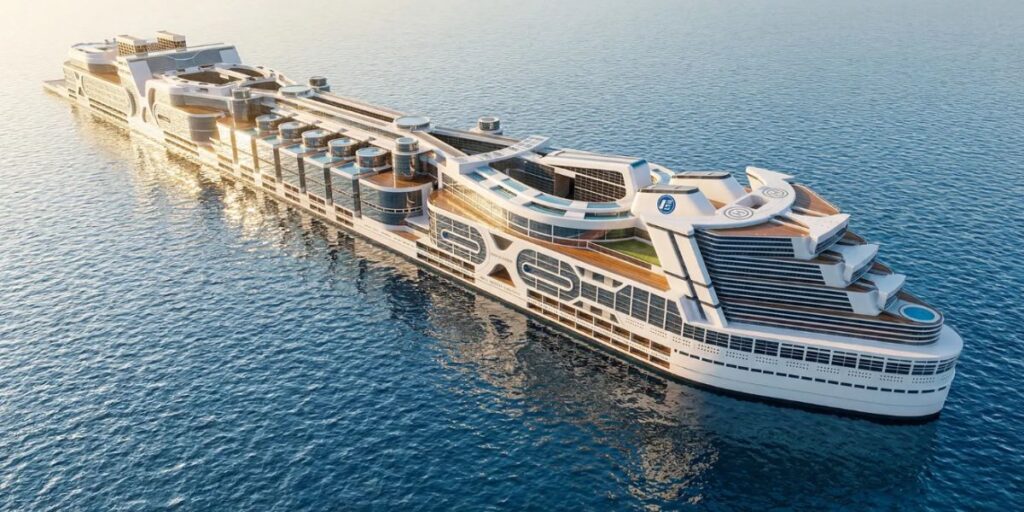 Gigantisch nucleair cruiseschip moet drijvende stad voor 80.000 mensen worden